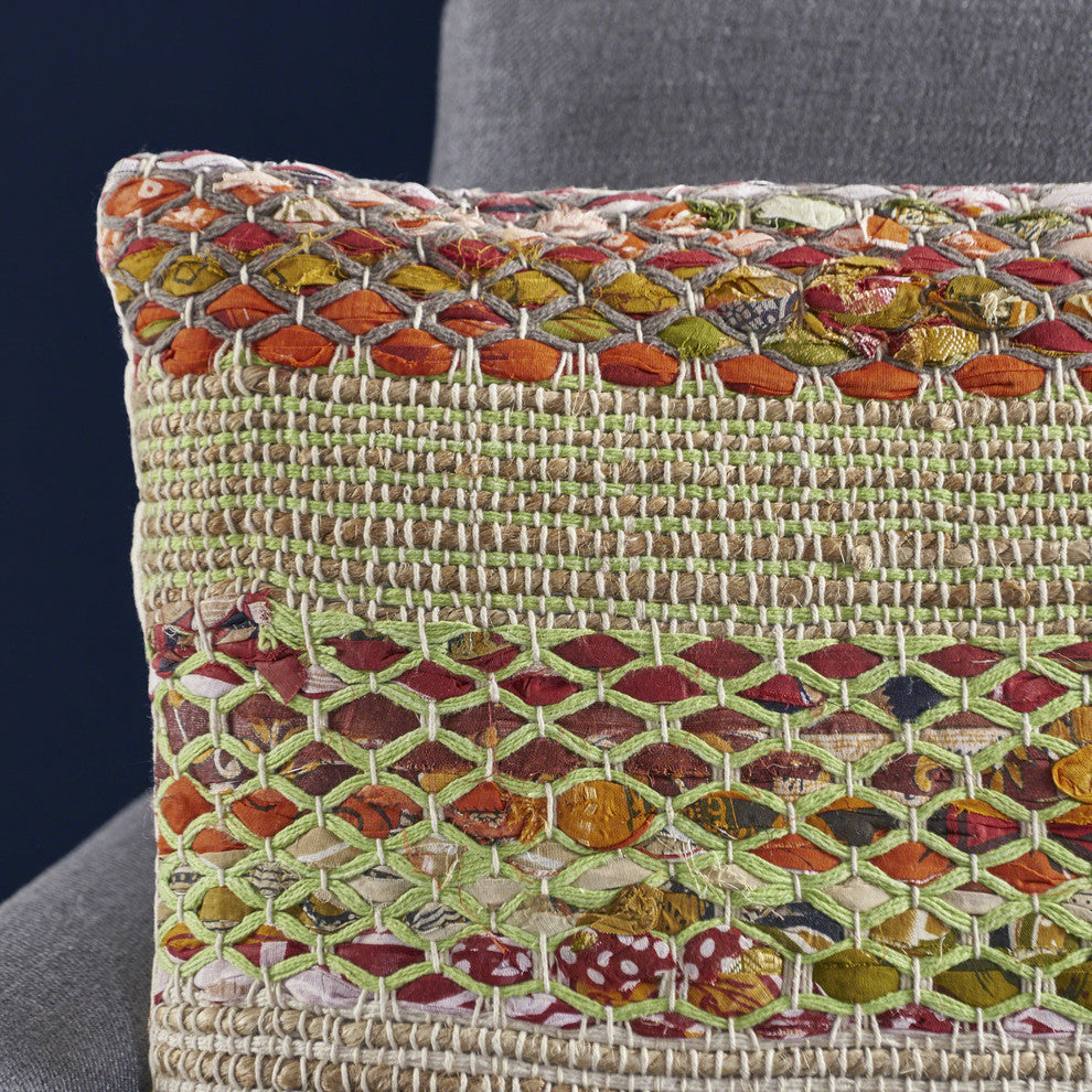 GDF Studio Layson Handcrafted Boho Fabric Pillow, Single