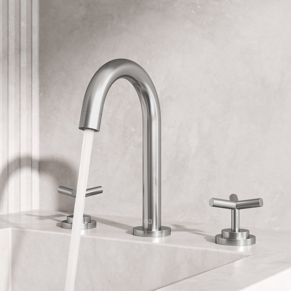 VIGO Jewel 9" H 2-Handle Widespread Bathroom Faucet, Brushed Nickel