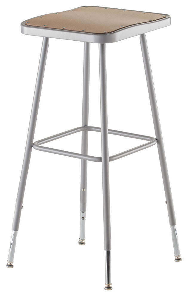 NPS 32"-39" Height Adjustable Heavy Duty Square Seat Steel Stool, Grey