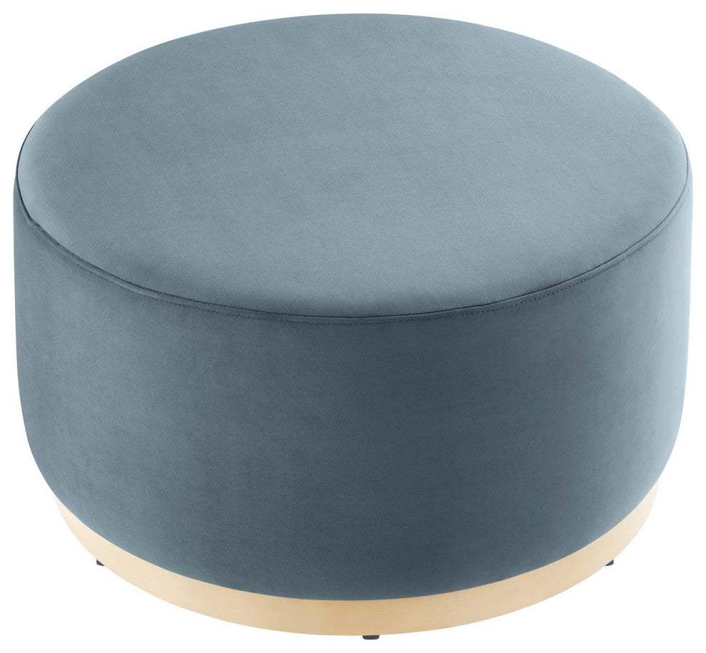 Tilden Large 29" Round Performance Velvet Upholstered Ottoman
