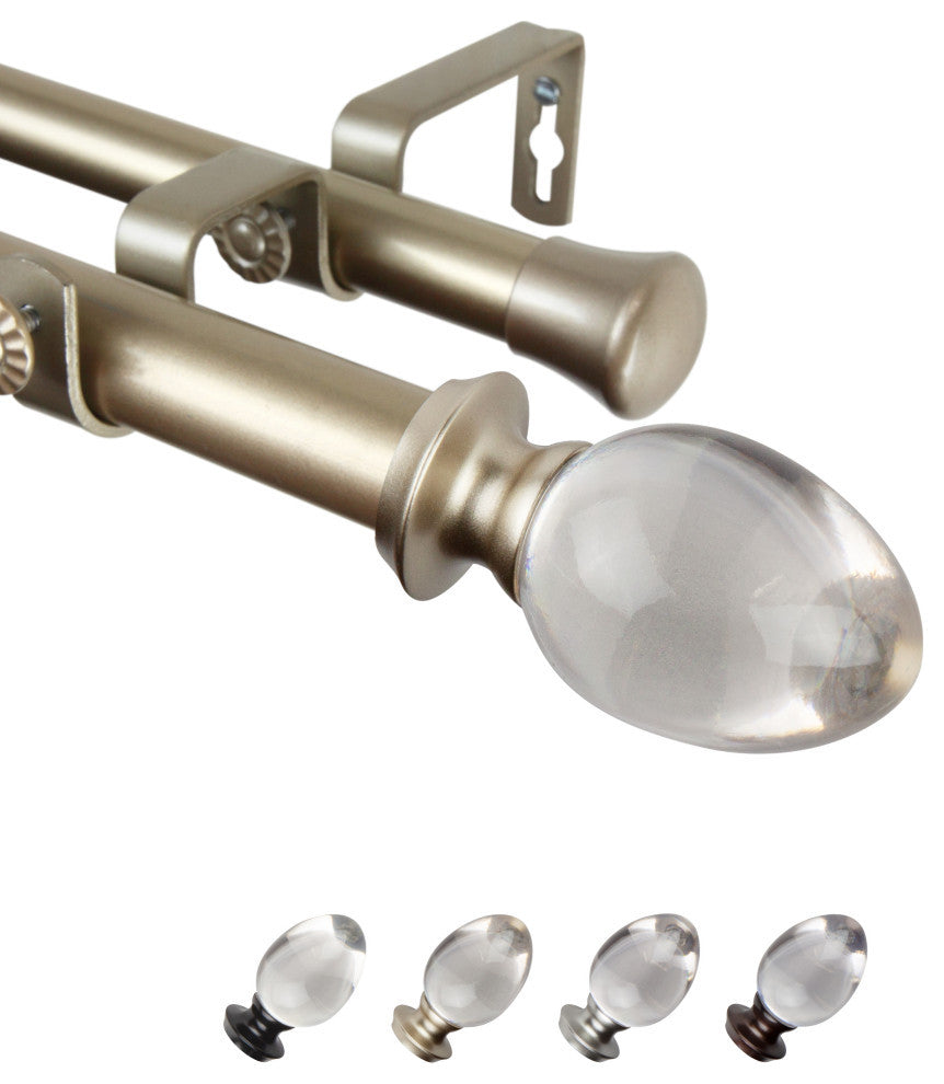 Jaya 1" Double Curtain Rod, Light Gold, 28-48"