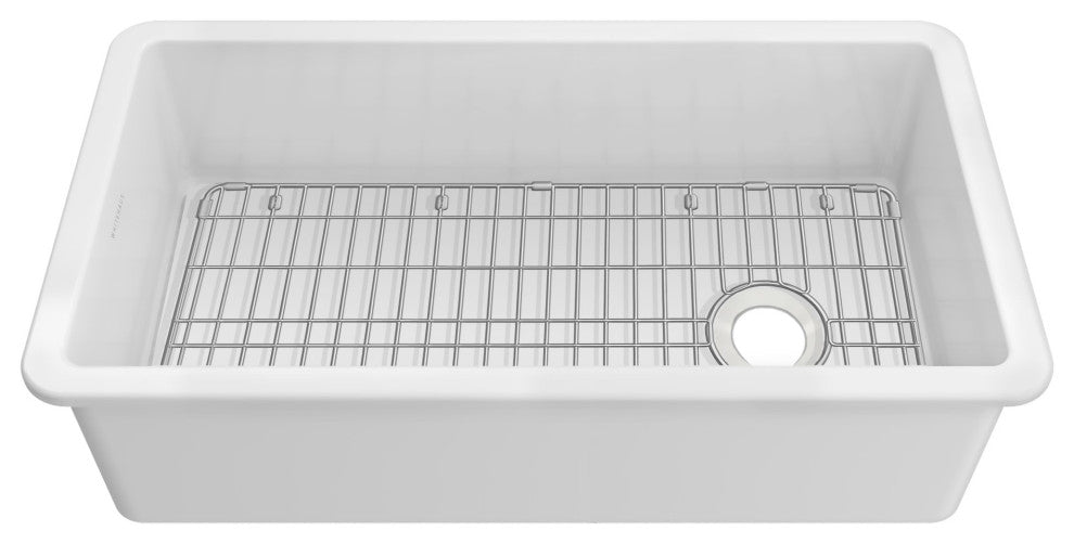 Whitehaus WHUF3419 Fireclay 34" Undermount Single Basin Fireclay - White
