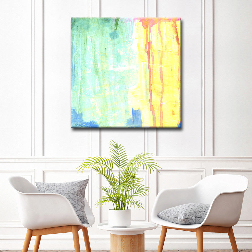 Soft Green and Yellow' Ready2HangArt Canvas by Leslie Owens, 16"x16"
