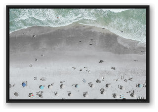 Aerial Beach Photo 24x36 Black Floating Framed Canvas