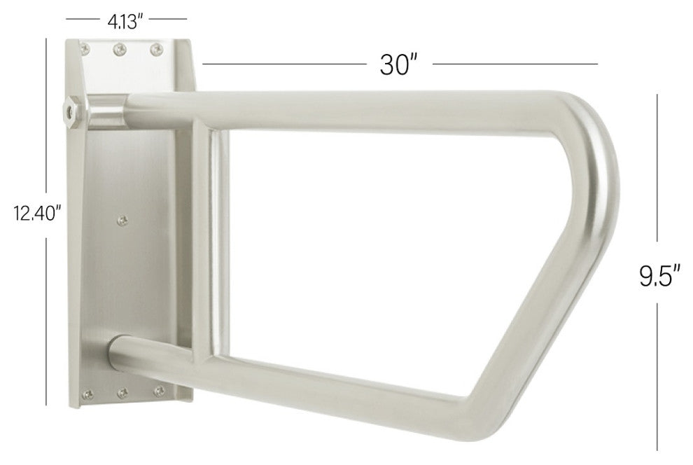 30" Swing-Up Bathroom Handicap Grab Bar, Satin Stainless