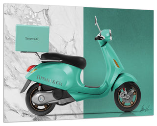 "Tiffany Delivery" Frameless Free Floating Tempered Glass Panel Graphic Wall Art