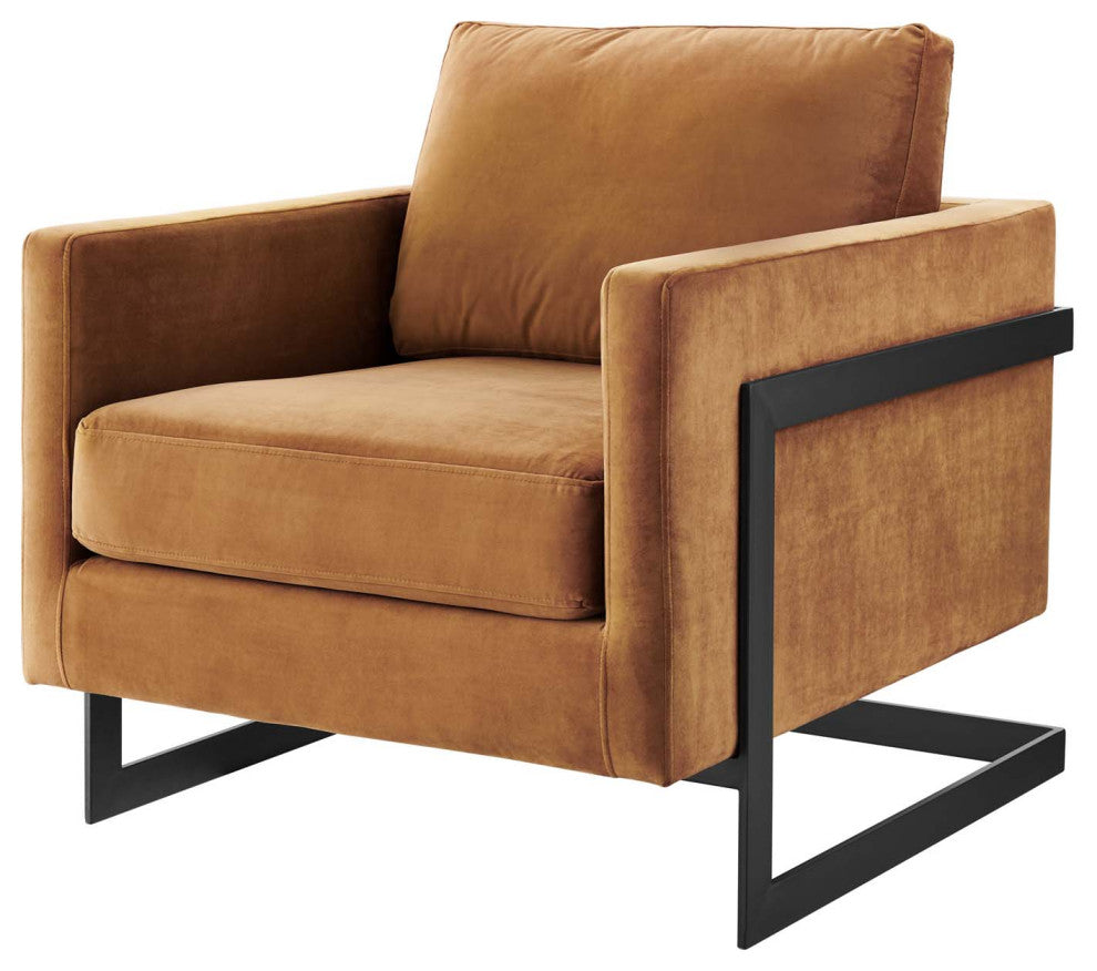 Accent Chair, Velvet, Metal, Black Brown, Modern, Living Lounge Hospitality