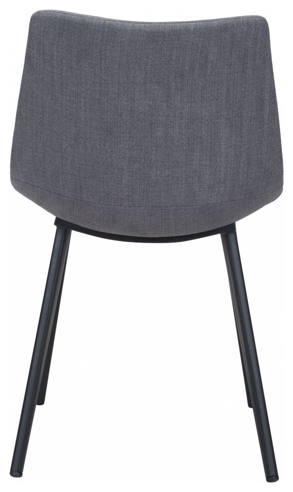 Set of Two Steel Gray and Black Slight Scoop Dining Chairs