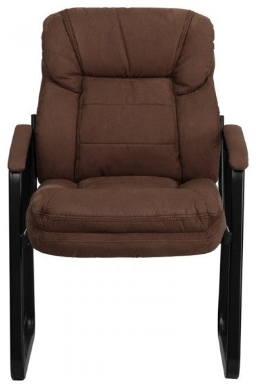 Brown Microfiber Executive Side Reception Chair With Sled Base