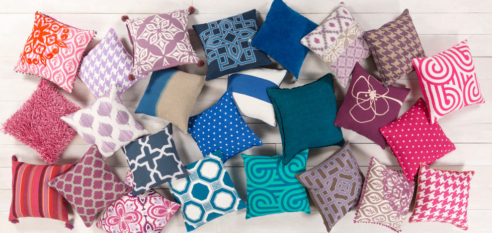 Surya Polka Dot PD-012 22"x22" Pillow Kit, Dark Blue/Cream