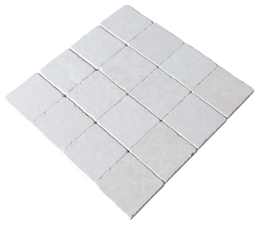 Champagne Pearl Limestone  - Tumbled - 4"x4"x3/8", 5 Sqft Boxed