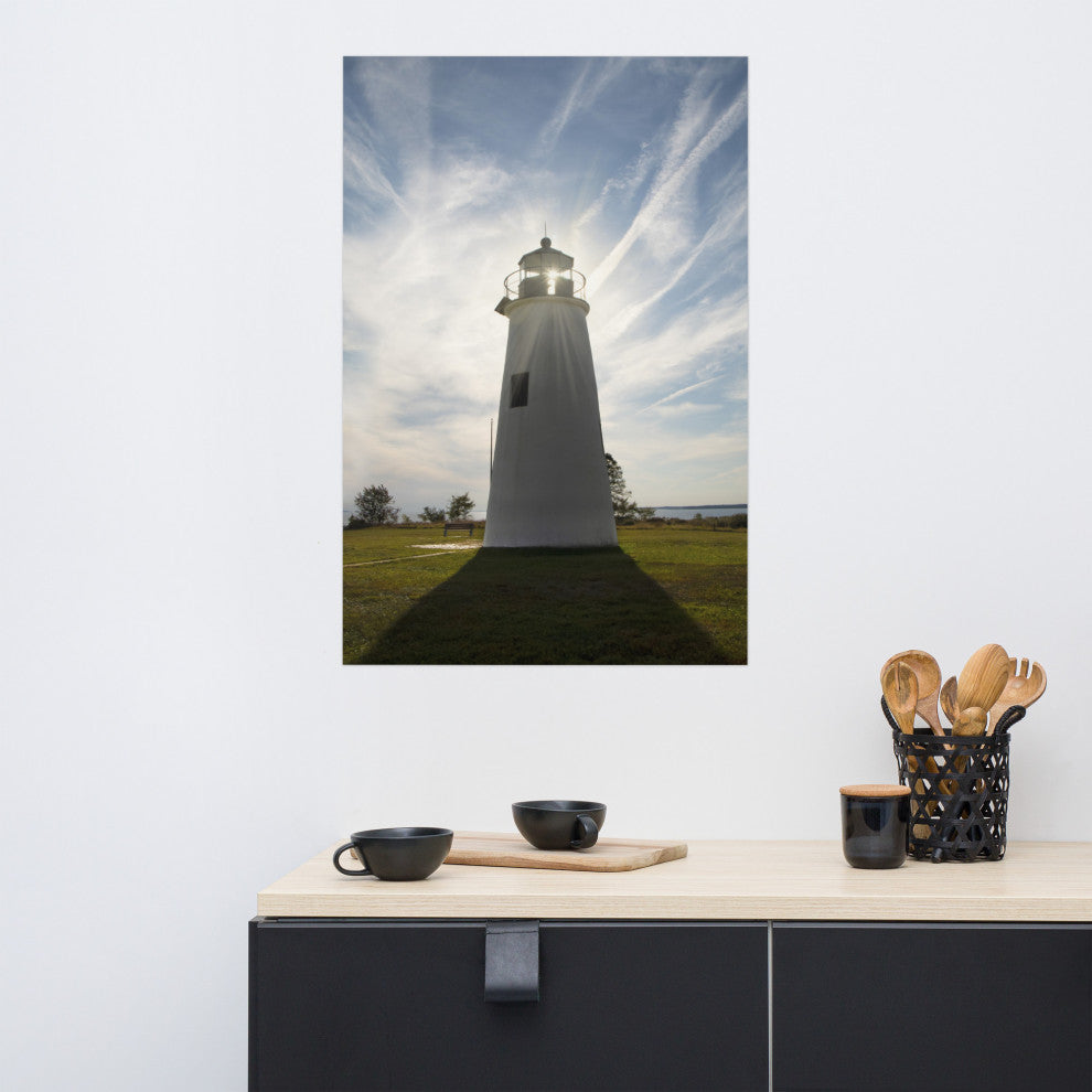 Turkey Point Lighthouse with Sun Flare Unframed Wall Art Prints, 24" X 36"