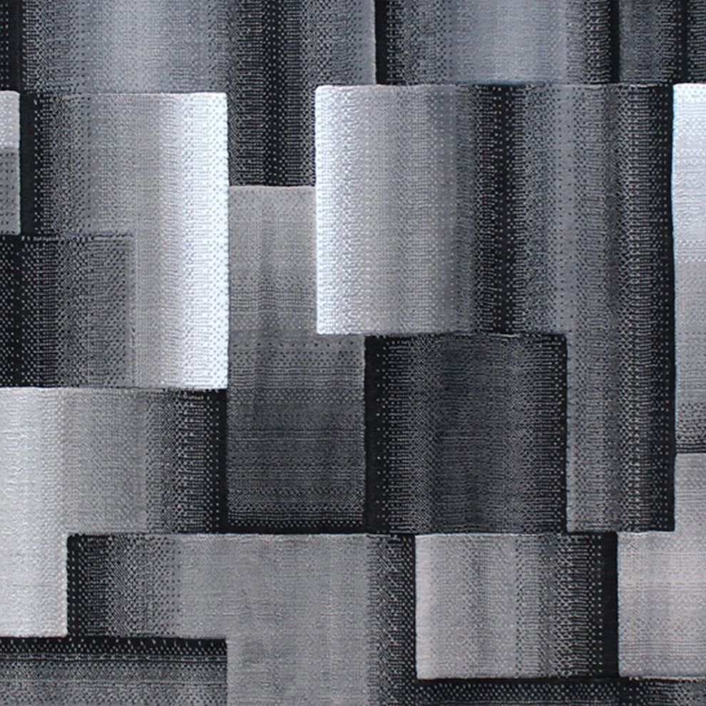 Elio Collection Color Blocked Area Rug, Grey, 8' X 10'