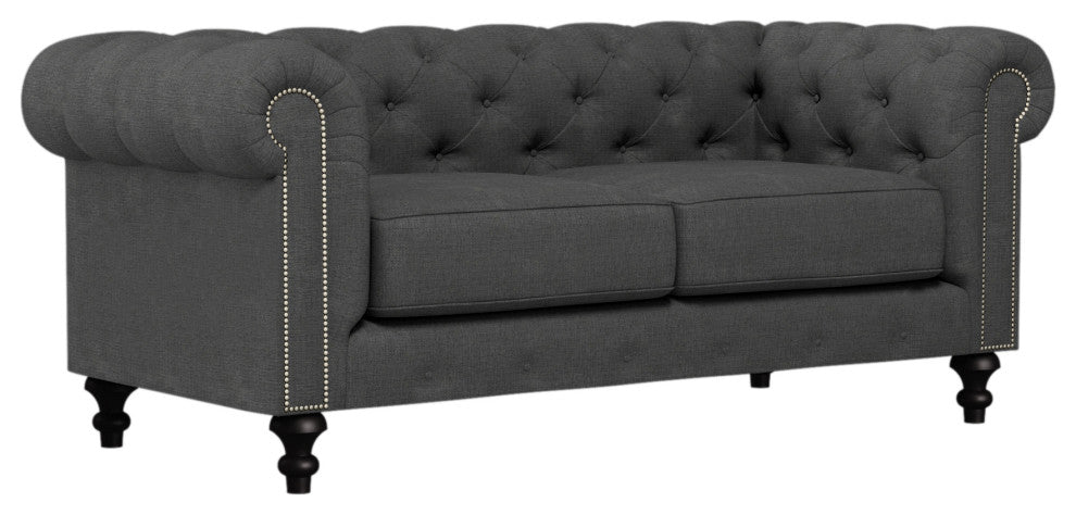 Nativa Interiors London 72" Sofa, Charcoal, Deep Plush Depth