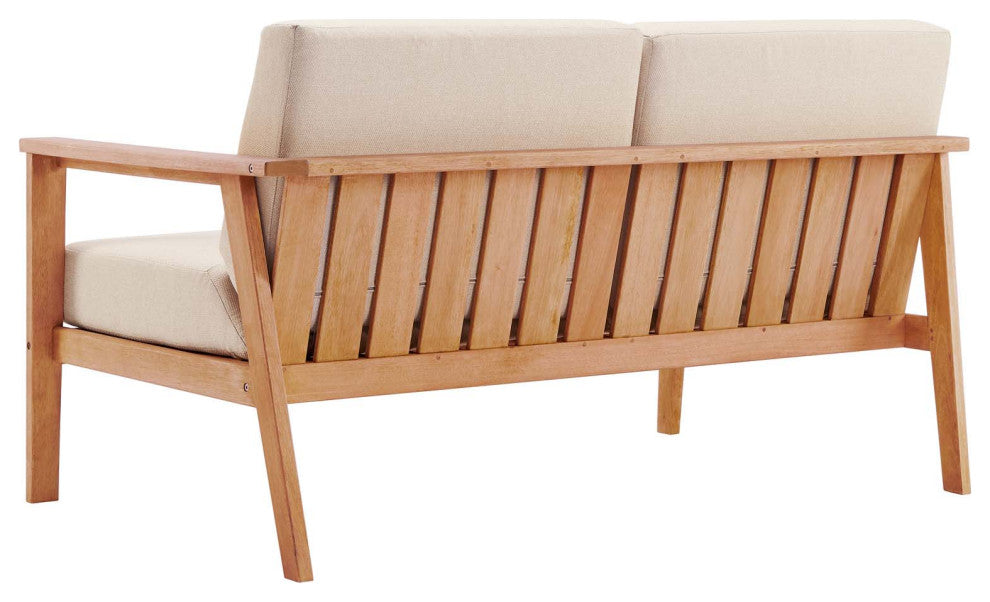 Lounge Sectional Sofa Chair Set, Wood, Brown Natural Taupe Gray, Modern, Outdoor