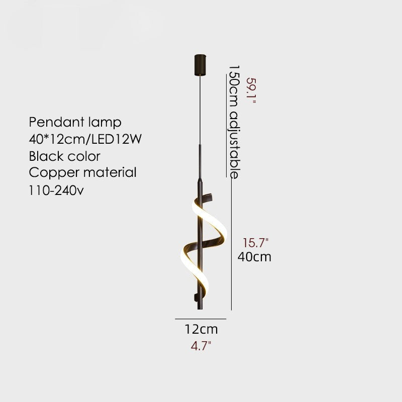 MIRODEMIÂ® Tovo San Giacomo | Ribbon Design Chandelier for Bedroom, Black, A, Cool Light