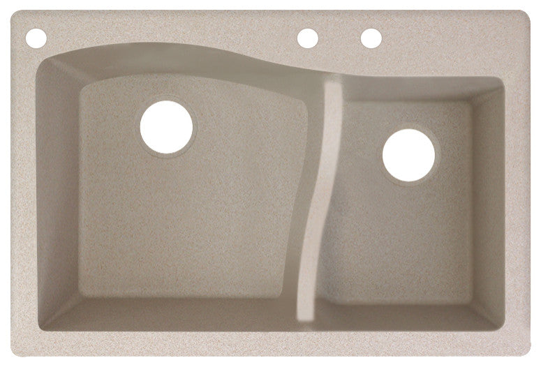 Aversa SilQ Granite 33"Drop-in Kitchen Sink with 3 Faucet Holes in Cafe Latte