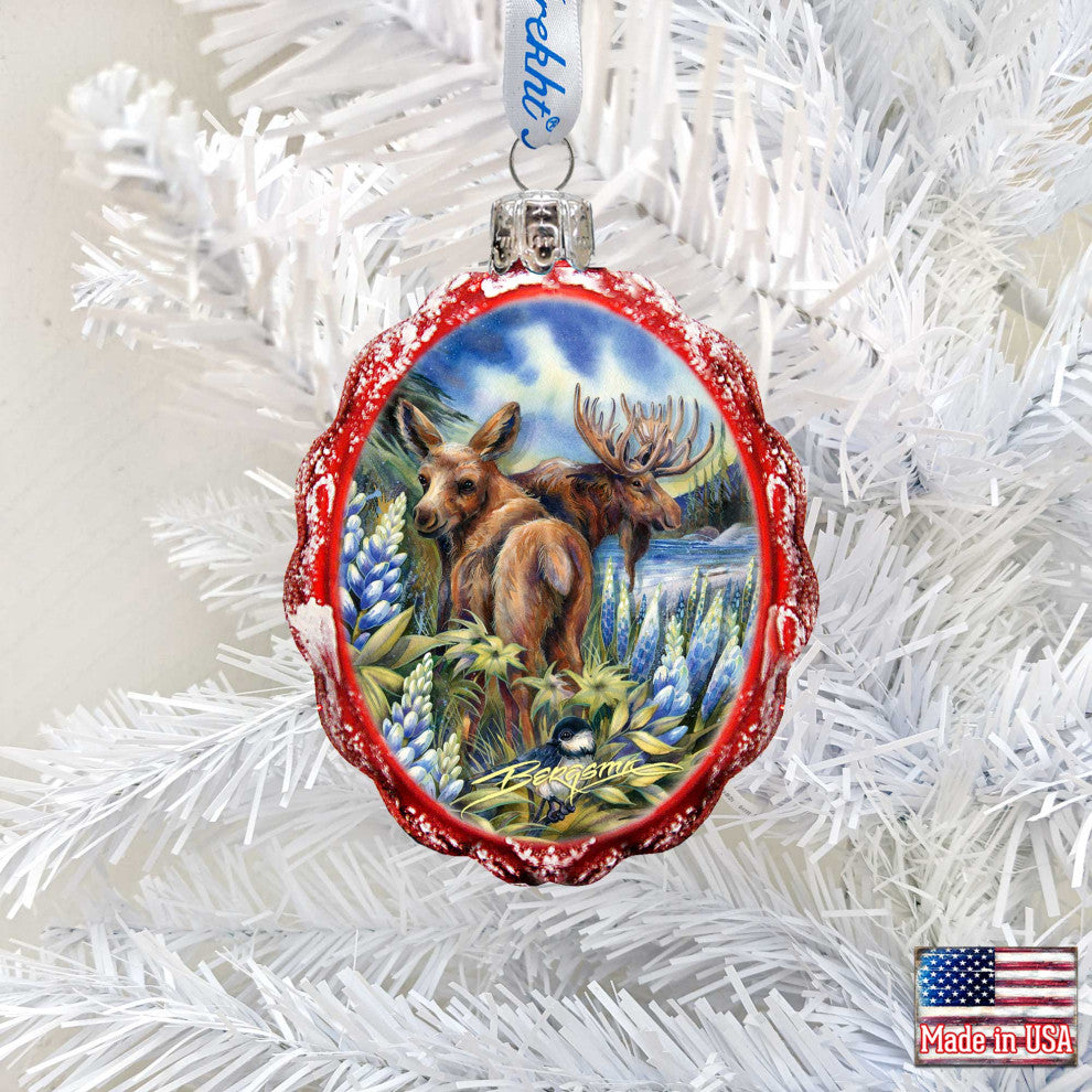 Easily A'Moosed, Lupine Mercury Glass Ornament