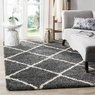 Safavieh Hudson Shag Sgh281G Shag Rug, Dark Gray/Ivory, 7'0"x7'0" Square