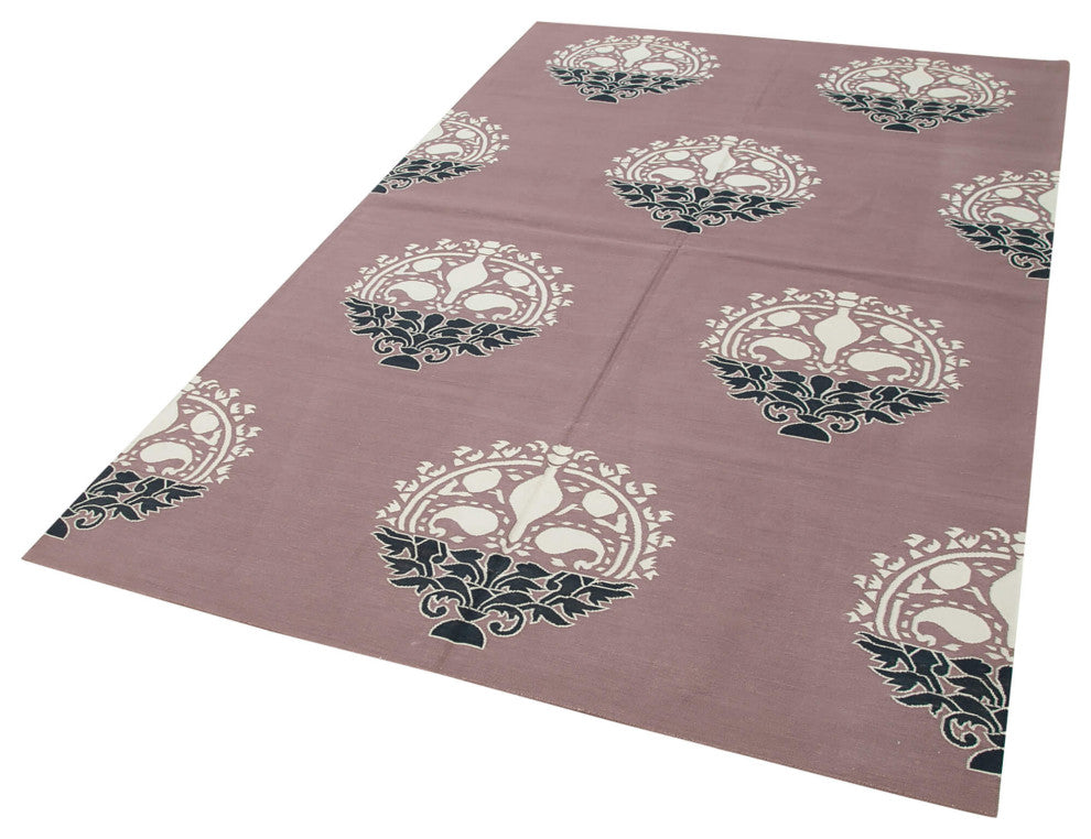 Rug N Carpet - Handmade Wool 5' 0'' x 7' 11'' Geometric Dhurrie Kilim Rug