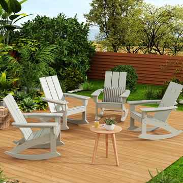 WestinTrends 4PC Modern Adirondack Outdoor Rocking Chair Set, Porch Rockers, Sand
