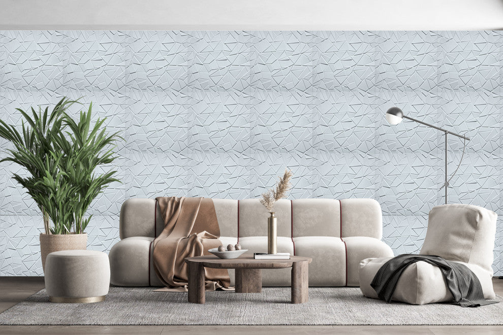 White Broken Tile 3D Wall Panels, Set of 10, Covers 26.9 Sq Ft