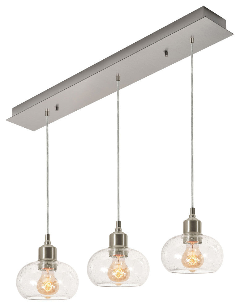 Laney 3 Light Linear Pendant, Medium Base 120V, Satin Nickel