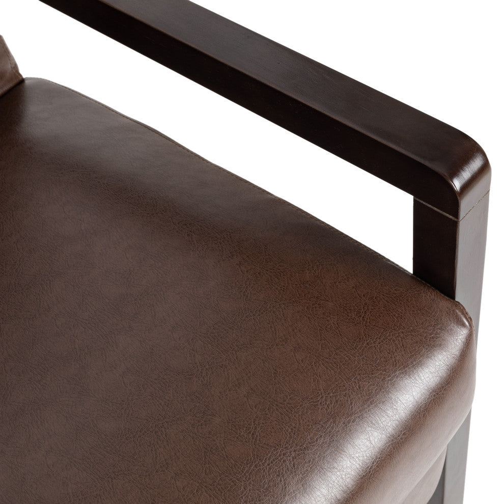 Miramichie Mid Century Modern Faux Leather Recliner, Dark Brown/Dark Espresso