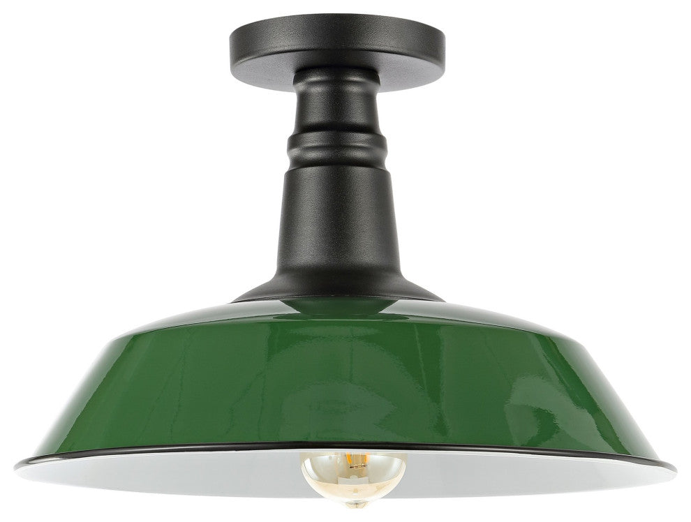 Camila 14" 1-Light Indoor/Outdoor LED Semi Flush Mount, Gray/Black
