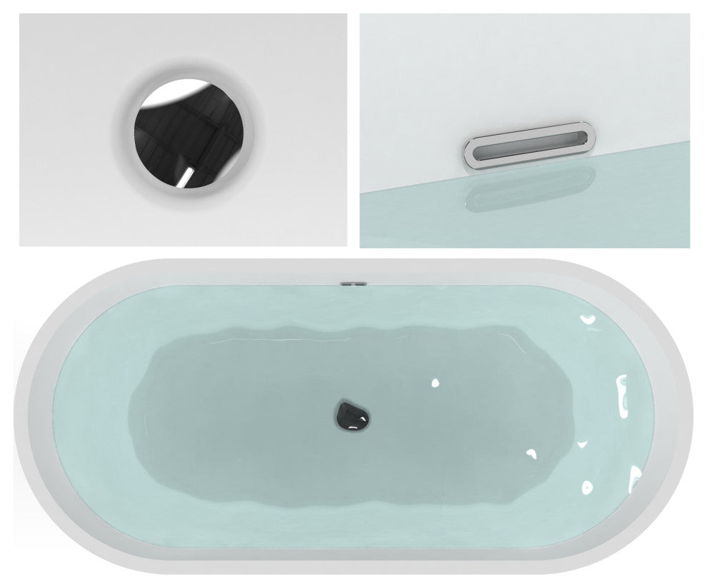 HEATGENE Acrylic Freestanding Bathtub Contemporary, 55 Inches