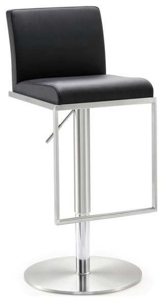 TOV Furniture Amalfi Black Stainless Steel Adjustable Barstool
