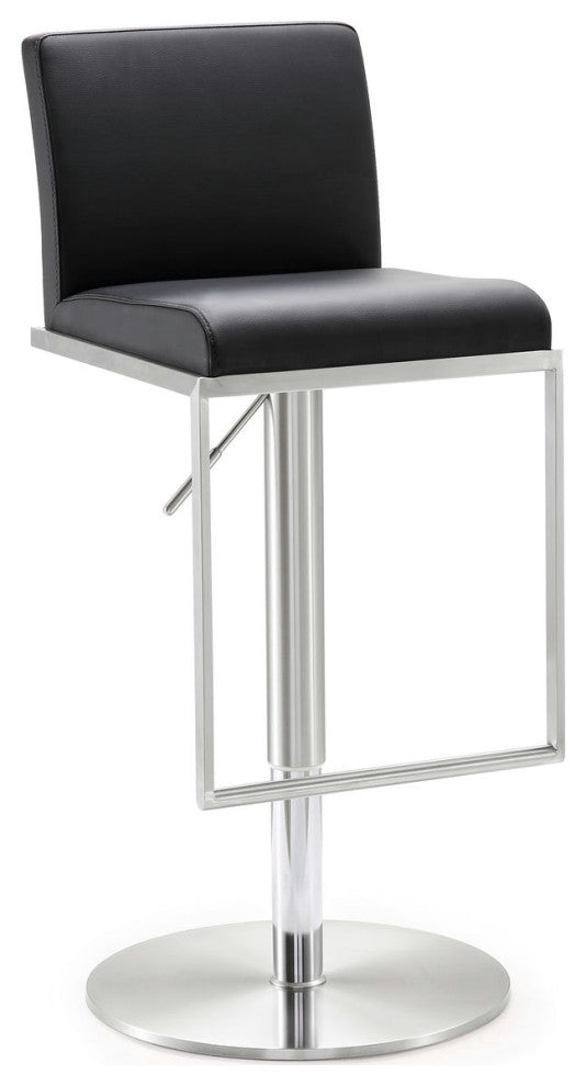 TOV Furniture Amalfi Black Stainless Steel Adjustable Barstool