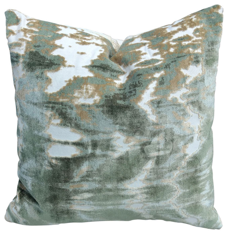 Kanoko Eucalyptus Pillow Lapis Blue and Green Down Feather Insert 24"