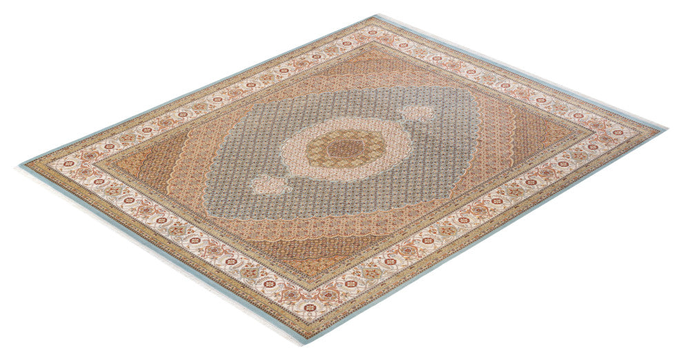 Loikaw One-of-a-Kind Hand-Knotted Area Rug Light Blue, 8'1"x10'3"