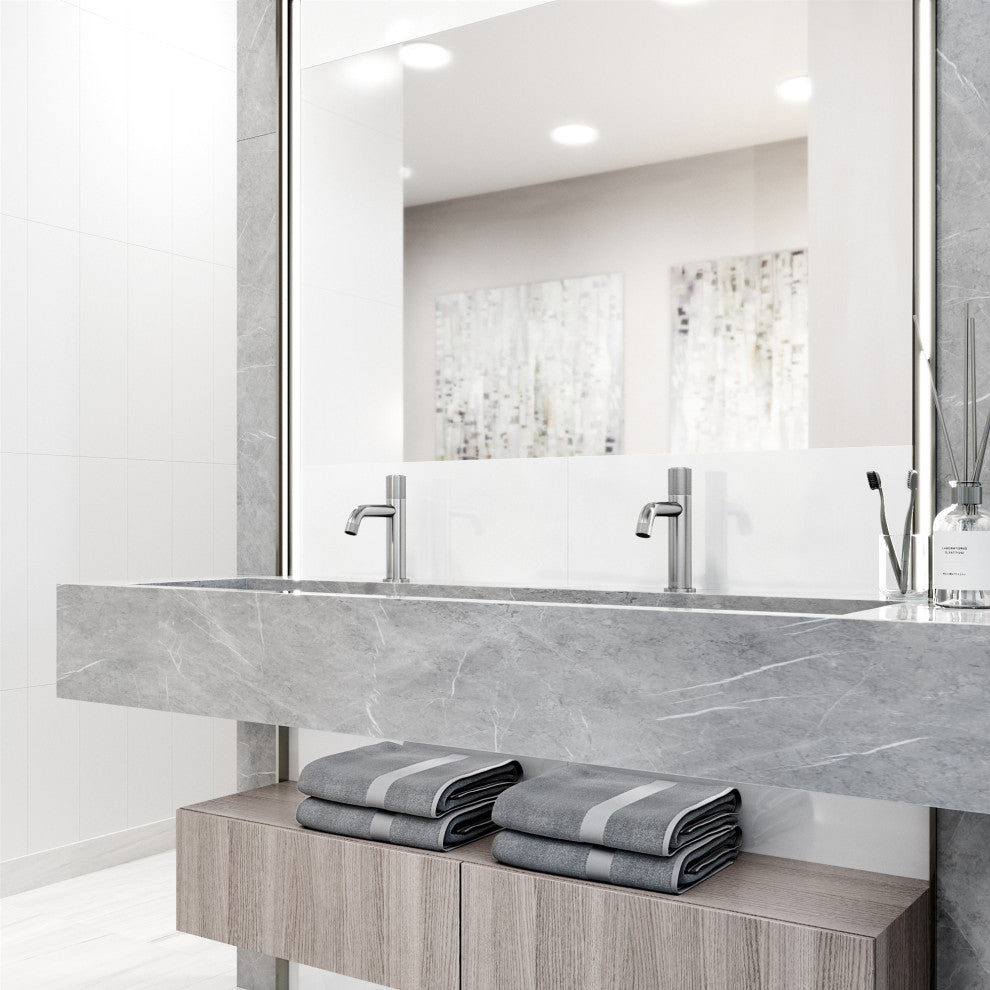 VIGO Apollo 8" H Button Operated Single Hole Bathroom Faucet, Brushed Nickel, Without Extras