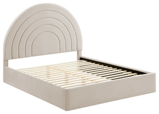 Solana Arched Performance Velvet Queen Platform Bed, Almond