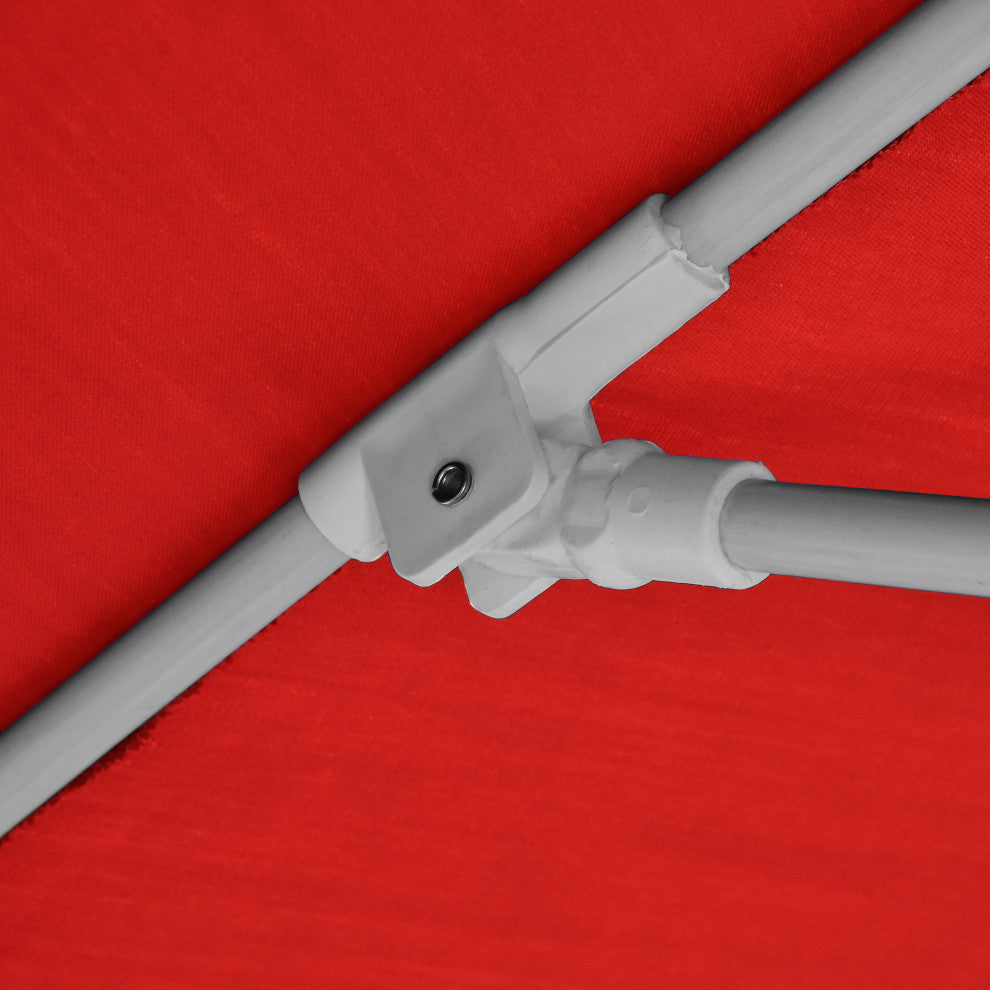 9' Patio Umbrella White Pole Fiberglass Ribs Collar Tilt Pacific Premium, Red