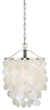 Vaxcel Elsa Capiz Shell 10-1/2" Mini Pendant, Satin Nickel