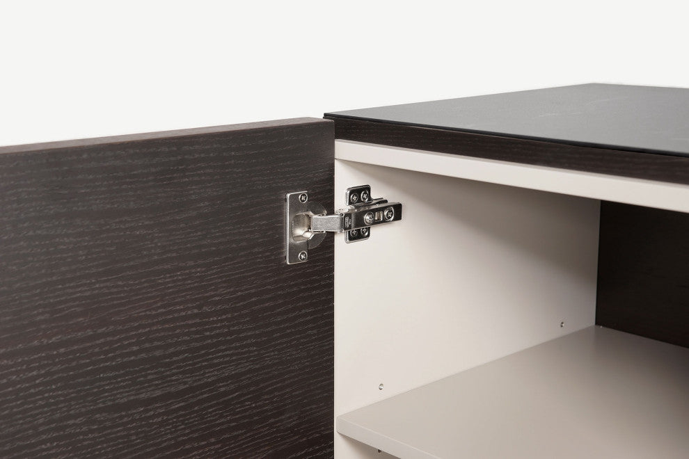 Inverness Media Cabinet in Smoked Oak and Black Marble Ceramic