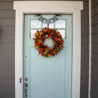 24 in. Holiday Wreath with Lights, Fall Harvest Leaf