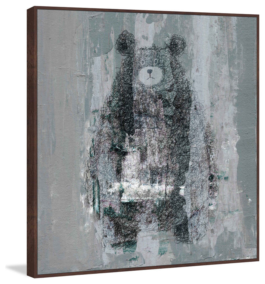 "Bear Confusion" Floater Framed Painting Print on Canvas, 20"x20"