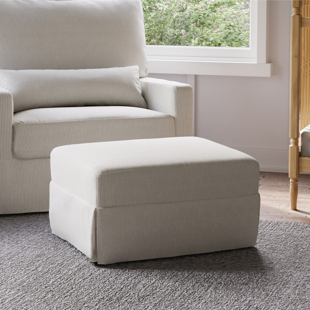 Crawford Gliding Ottoman, Fog Chatham Stripe Performance Eco-Weave