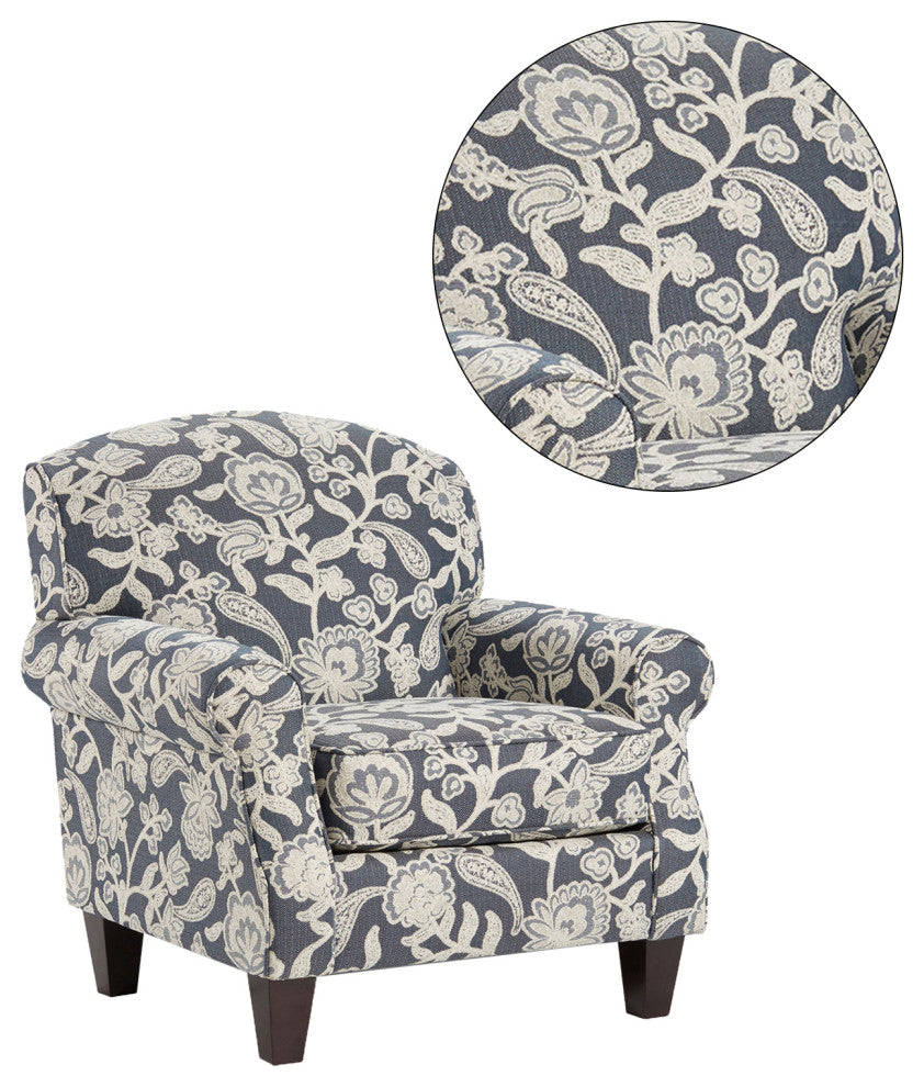 Upholstered Chair With Rounded Arms, Floral Multi