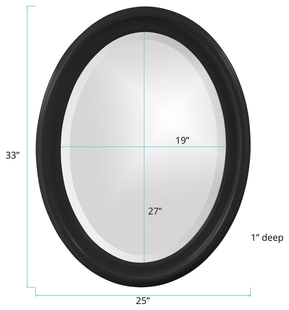 George Oval Mirror, Glossy Black
