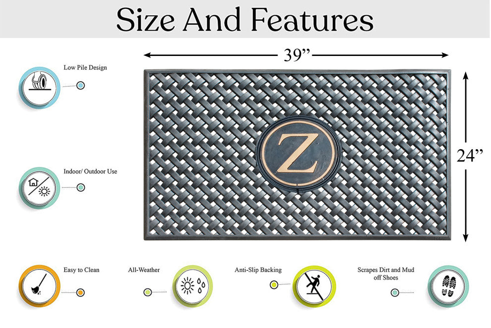 A1HC 100% Rubber Monogrammed Heavy Duty Durable Doormat 24"x39" Z