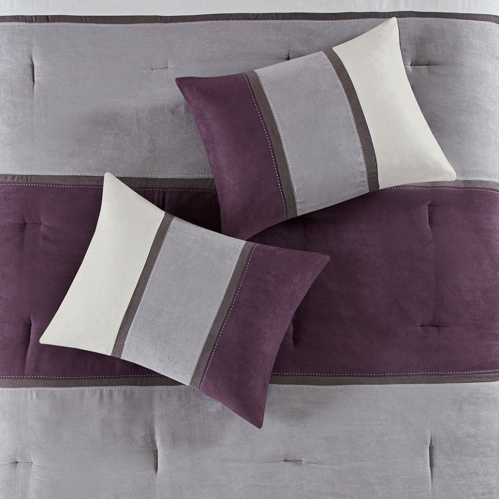 Madison Park Palisades Palizzate Suede 7-Piece Comforter Set, Purple, Cal King