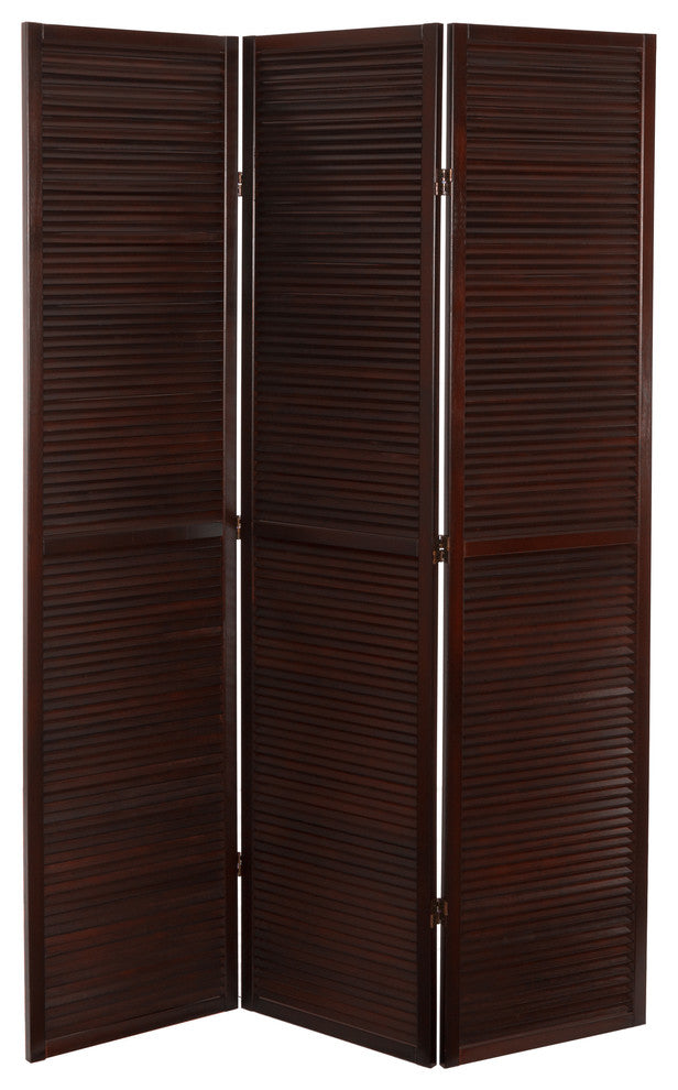 6' Tall Double Venetian Room Divider, 3 Panels, Walnut
