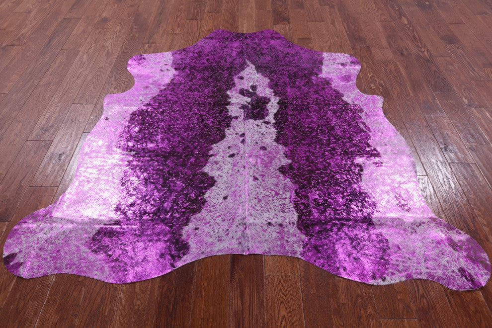 Pink Metallic Cowhide Rug 6' 0" X 6' 2" C2092