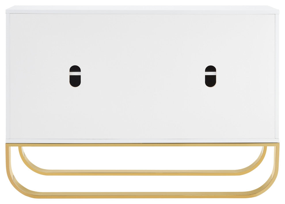 Nicole Miller Jacelynn Sideboard, White/Gold, 2-Door