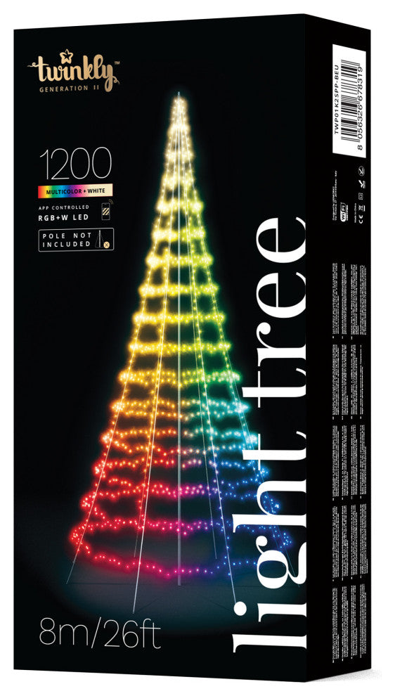 Twinkly Light Tree Smart Flag-Pole Christmas Tree Light Decor w/ 1200 LEDs, 26'